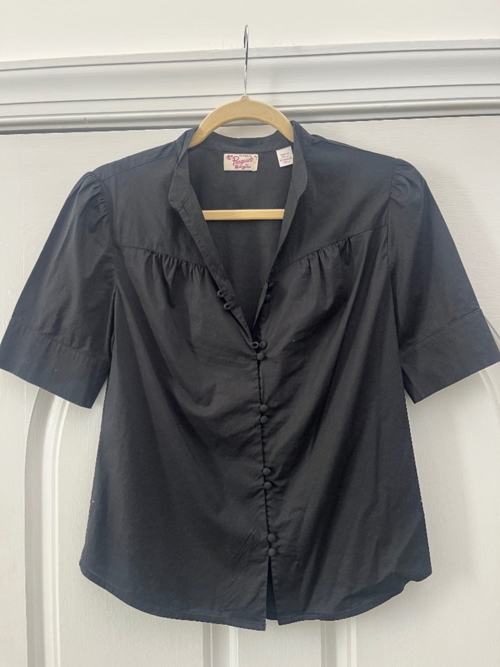 Original Penguin Black Short-Sleeve Blouse (S)